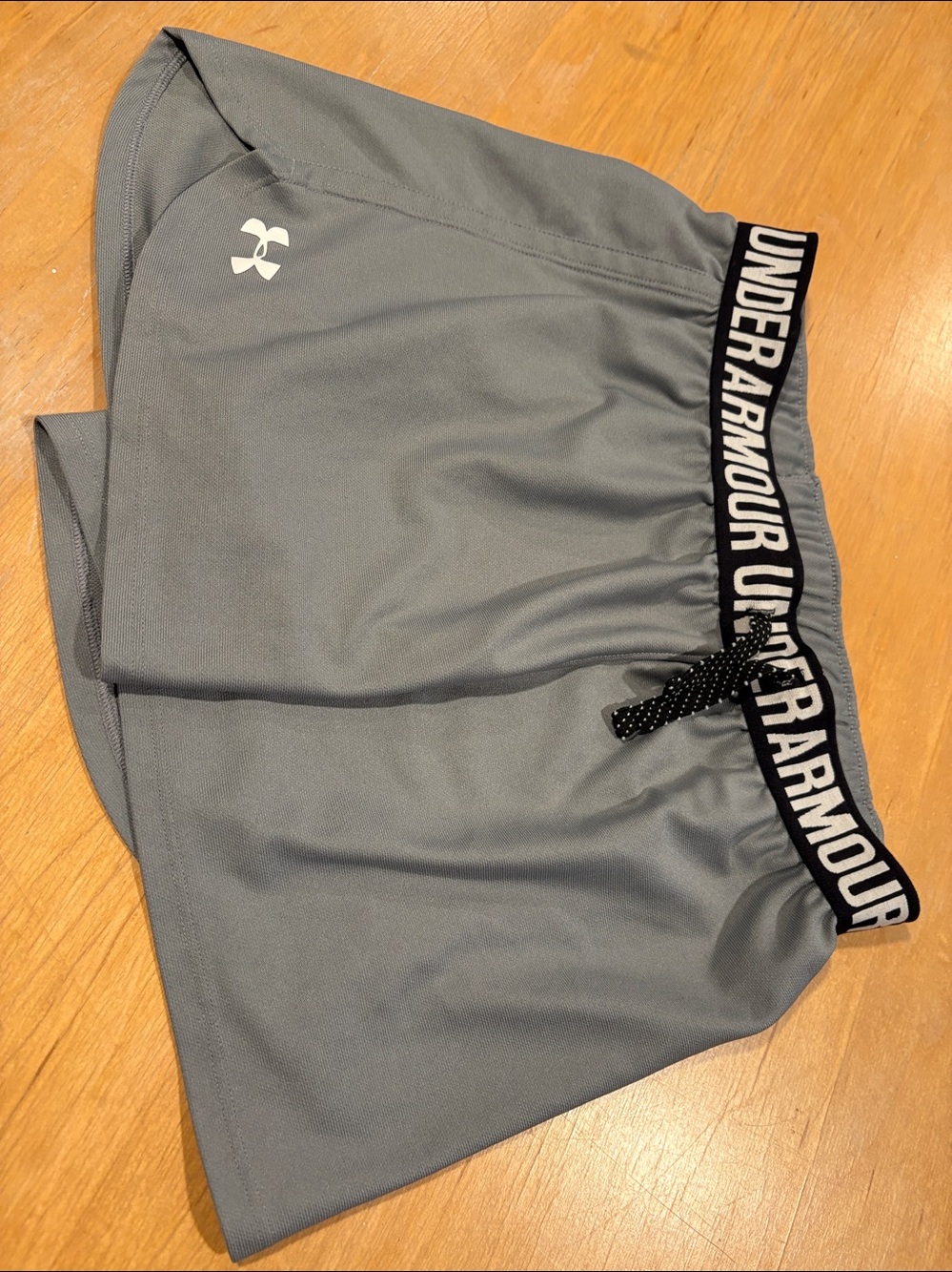 Under Armour ~ Girls Light Gray Performance Shorts Branded Waistband